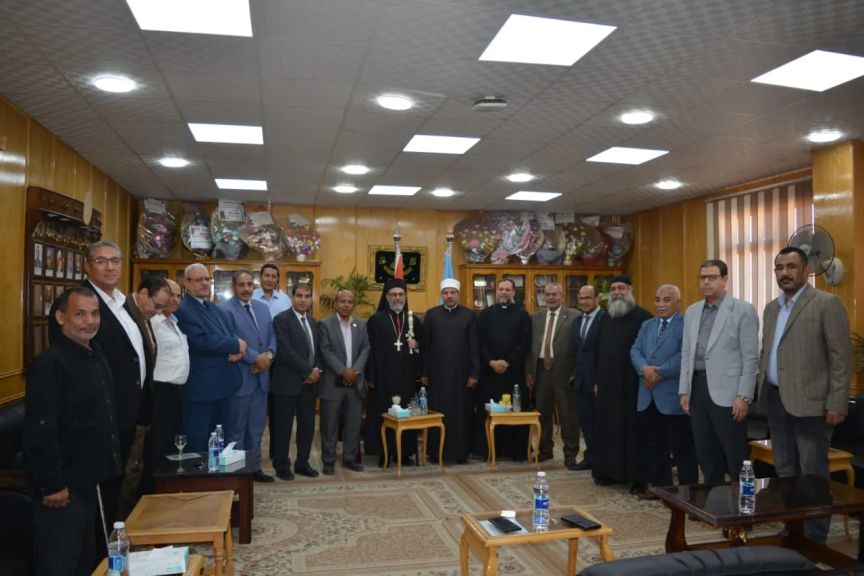 نائب رئيس جامعة الأزهر للوجه القبلي يستقبل مطراني الأرثوذكس والكاثوليك بأسيوط ووفد الكنائس لتقديم التهنئة بعيد الأضحى المبارك